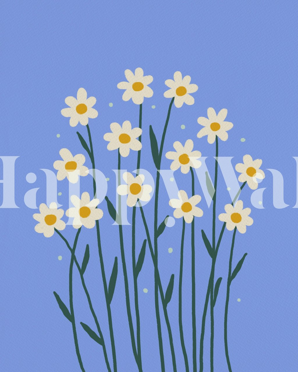 Simple white daisies with yellow centers on violet background wallpaper