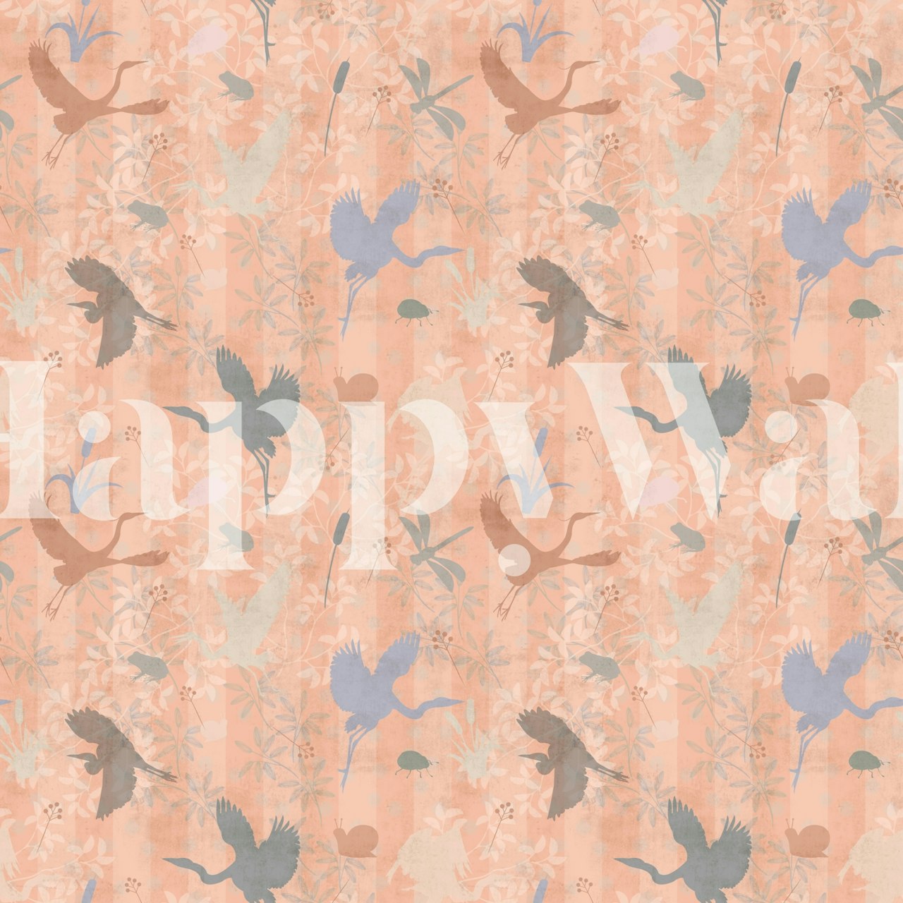 Heron birds wallpaper in a room