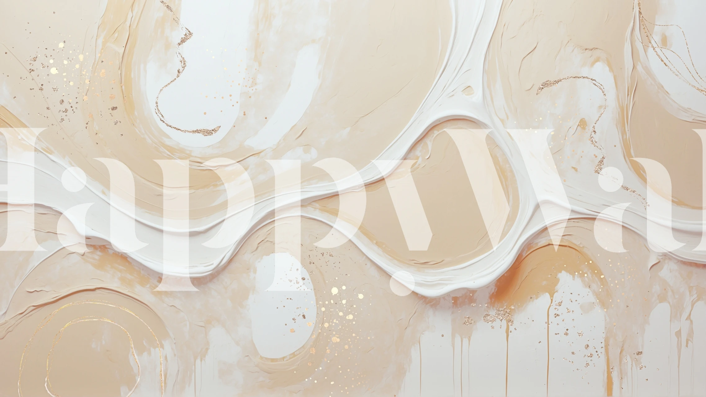 Beige and gold abstract wallpaper with flowing patterns