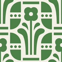 Geometric folk daisies, green / 3041 C tapete