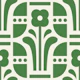 Geometric folk daisies, green / 3041 C