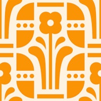 Geometric folk daisies, yellow / 3041 D tapete