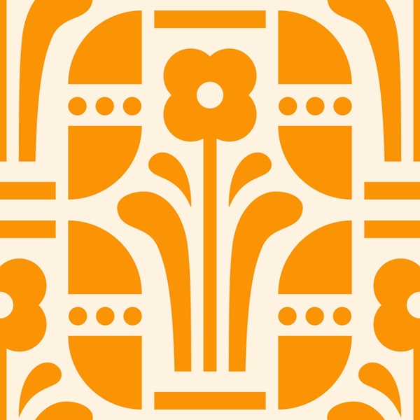 Geometric folk daisies, yellow / 3041 D