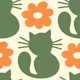 Retro cats, green / 3045 C