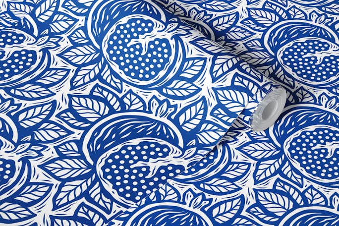 Pomegranates pattern, deep blue / 3046 Cwallpaper roll