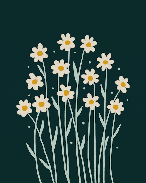 Simple daisies - dark green