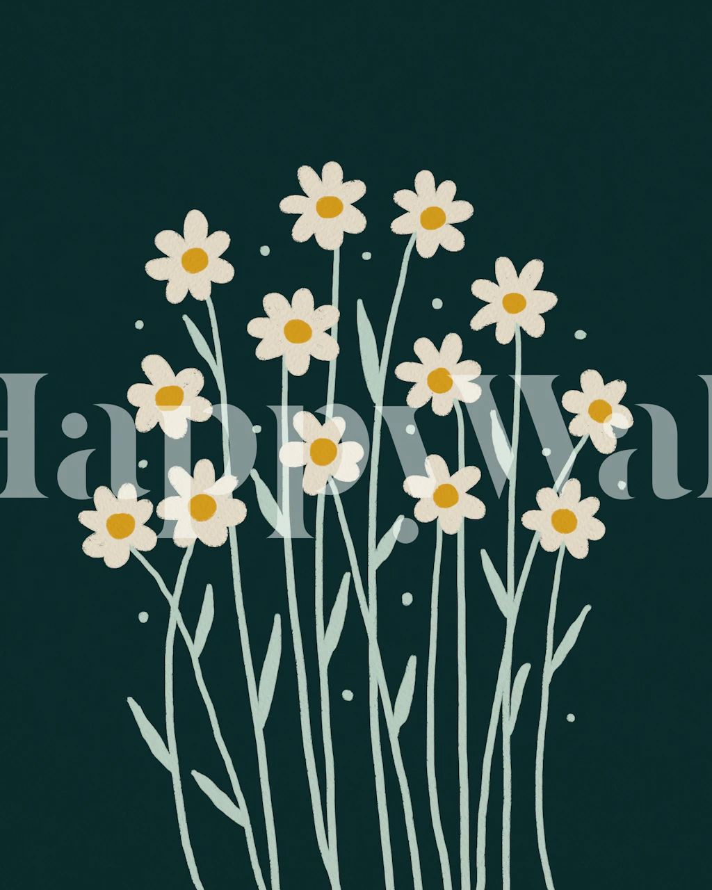 Tapeta Simple daisies na tamnoj zelenoj pozadini