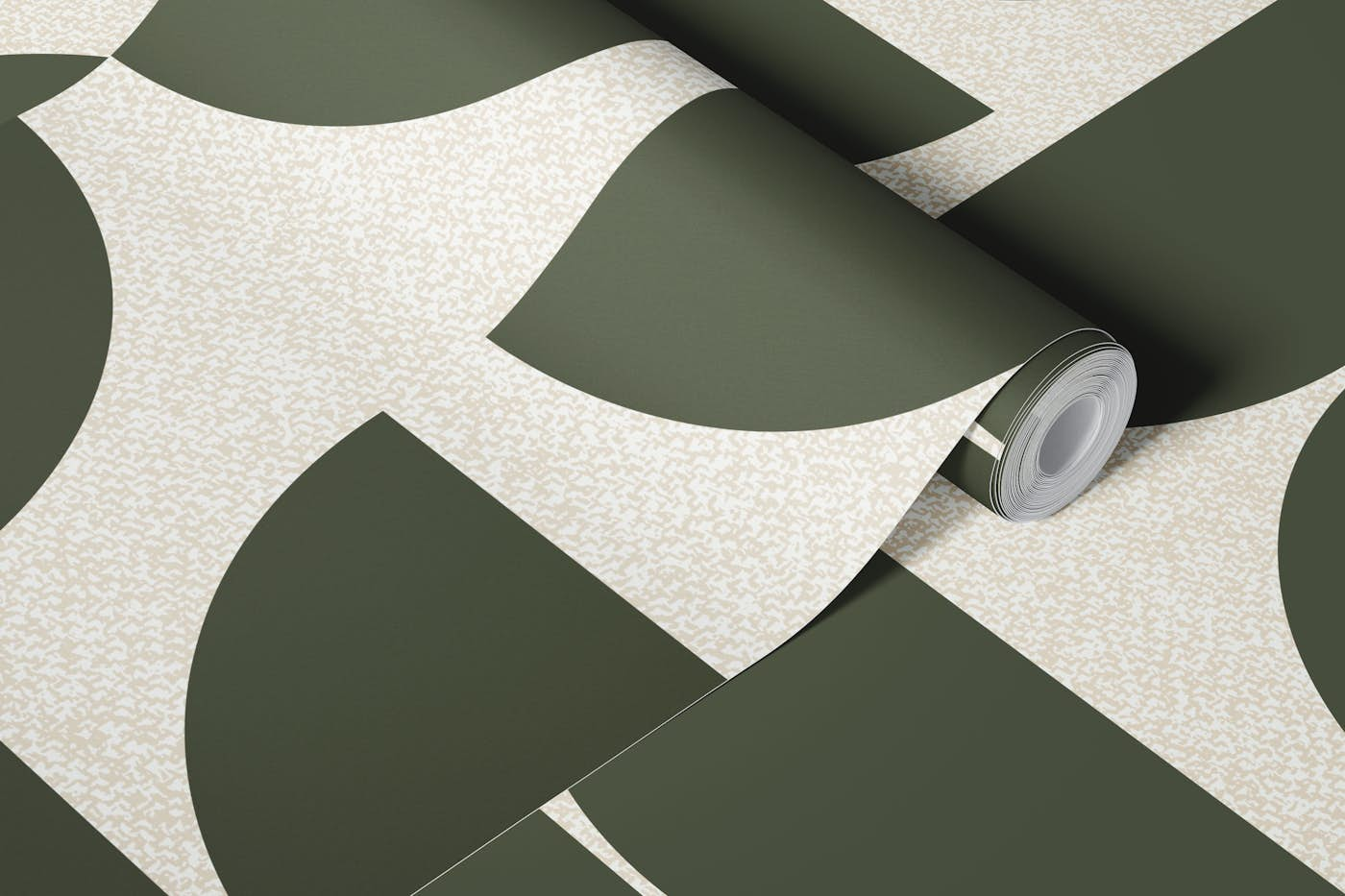 Earthy Forest Green Bauhaus wallpaper roll