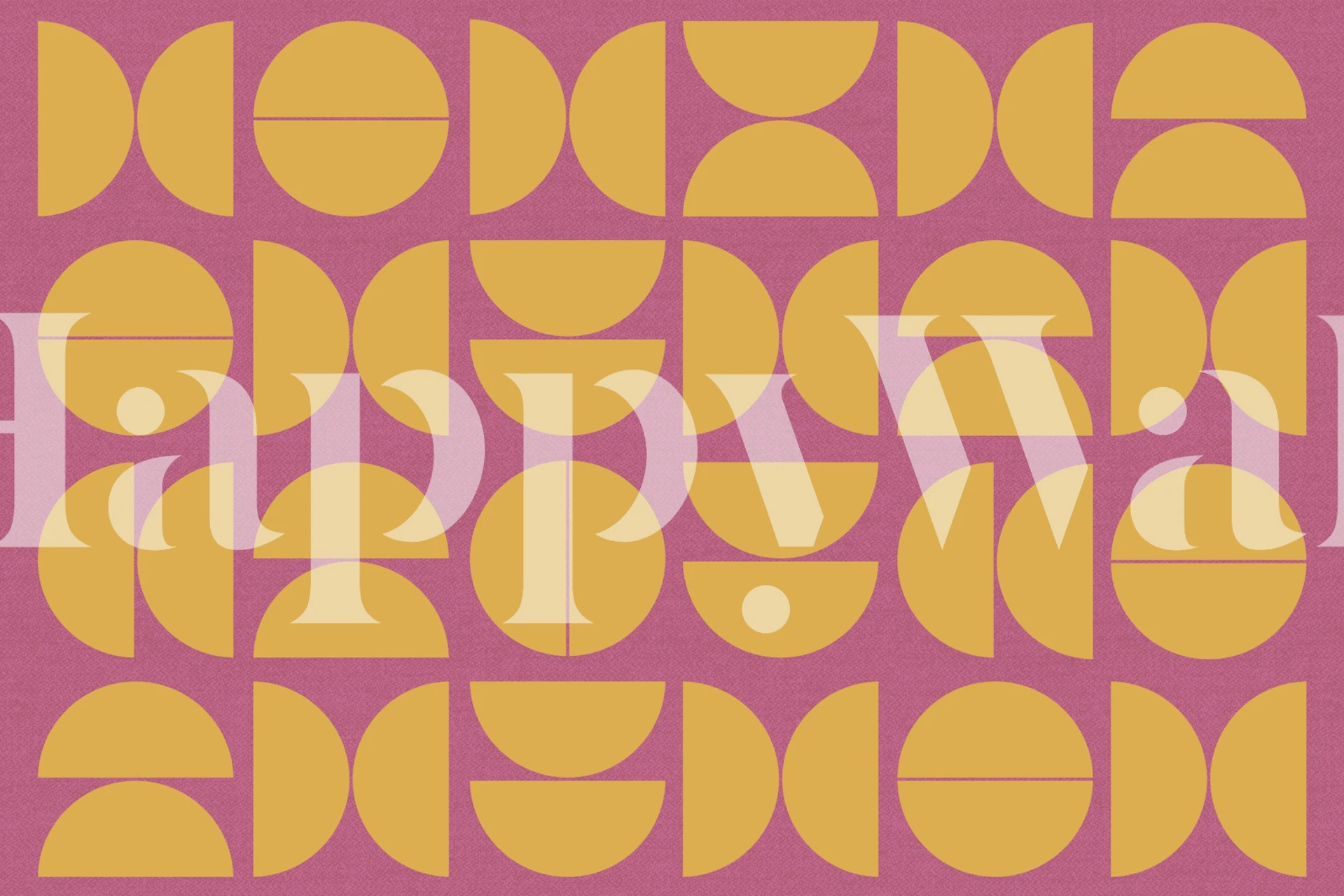 Geometric shapes in yellow on a pink background wallpaper