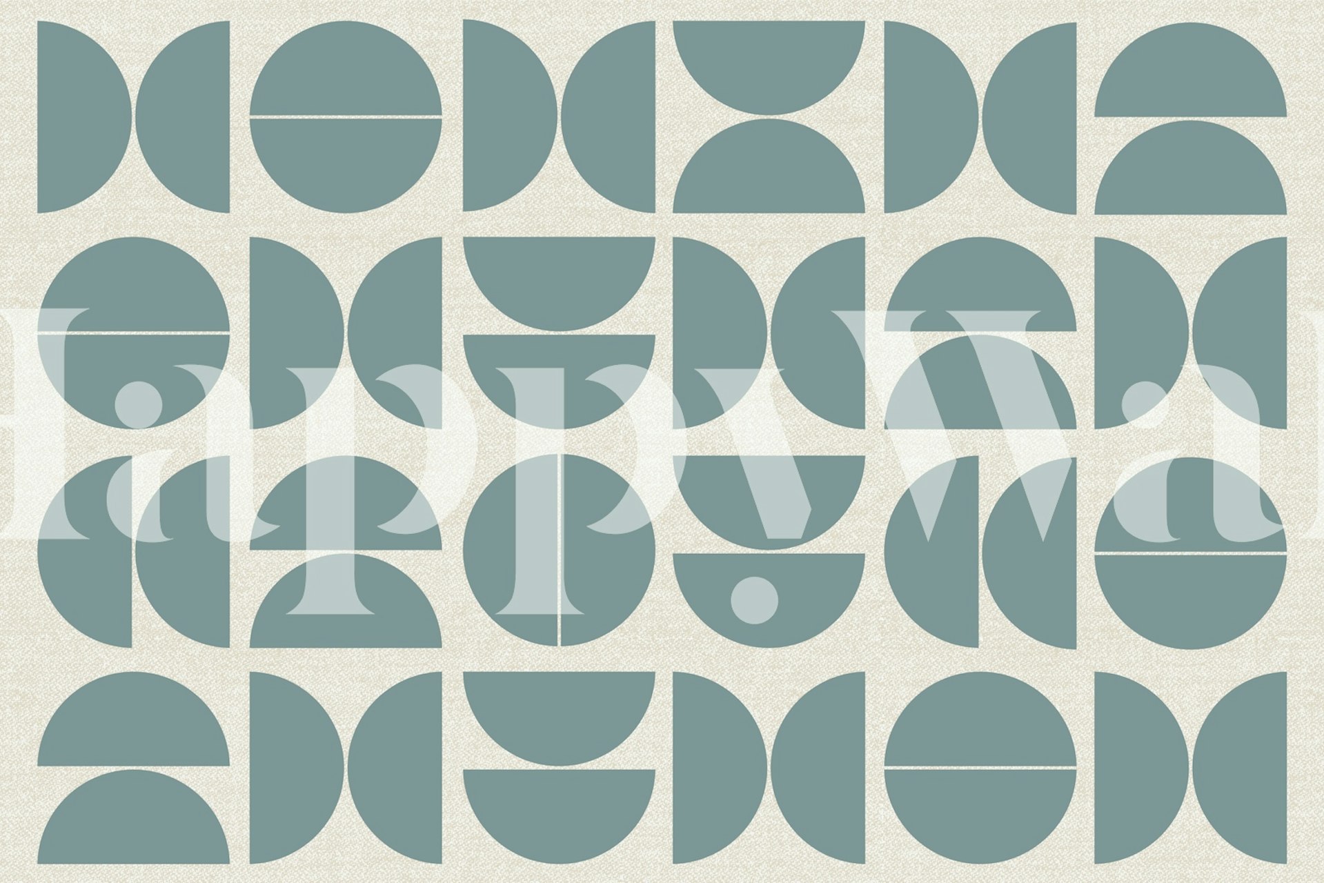 Mellemblå Bauhaus vægmaleri med geometrisk mønster