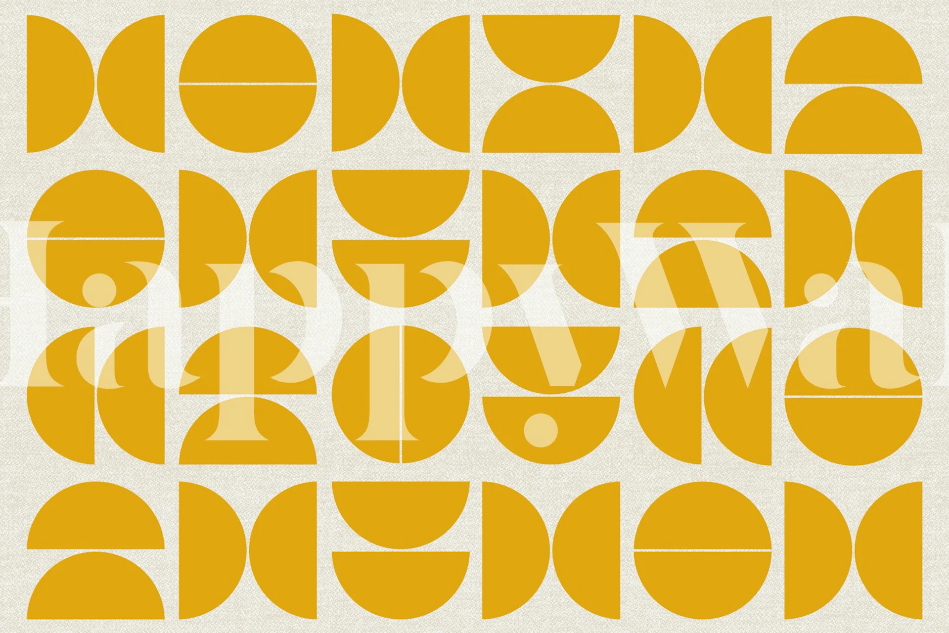 Gold Yellow Bauhaus-mønstrete tapet i et rom