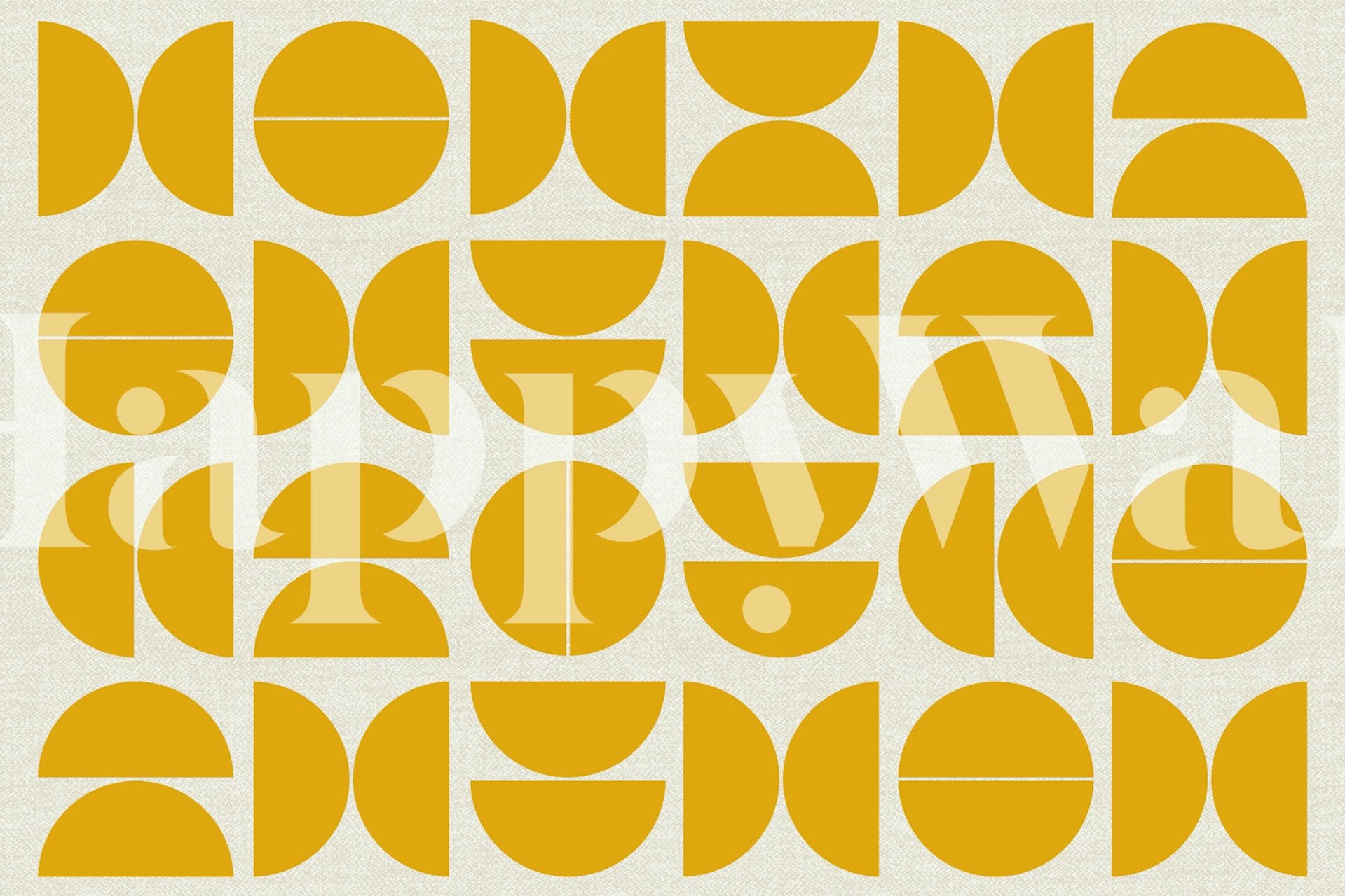 Gold Yellow Bauhaus patterned wallpaper in a room