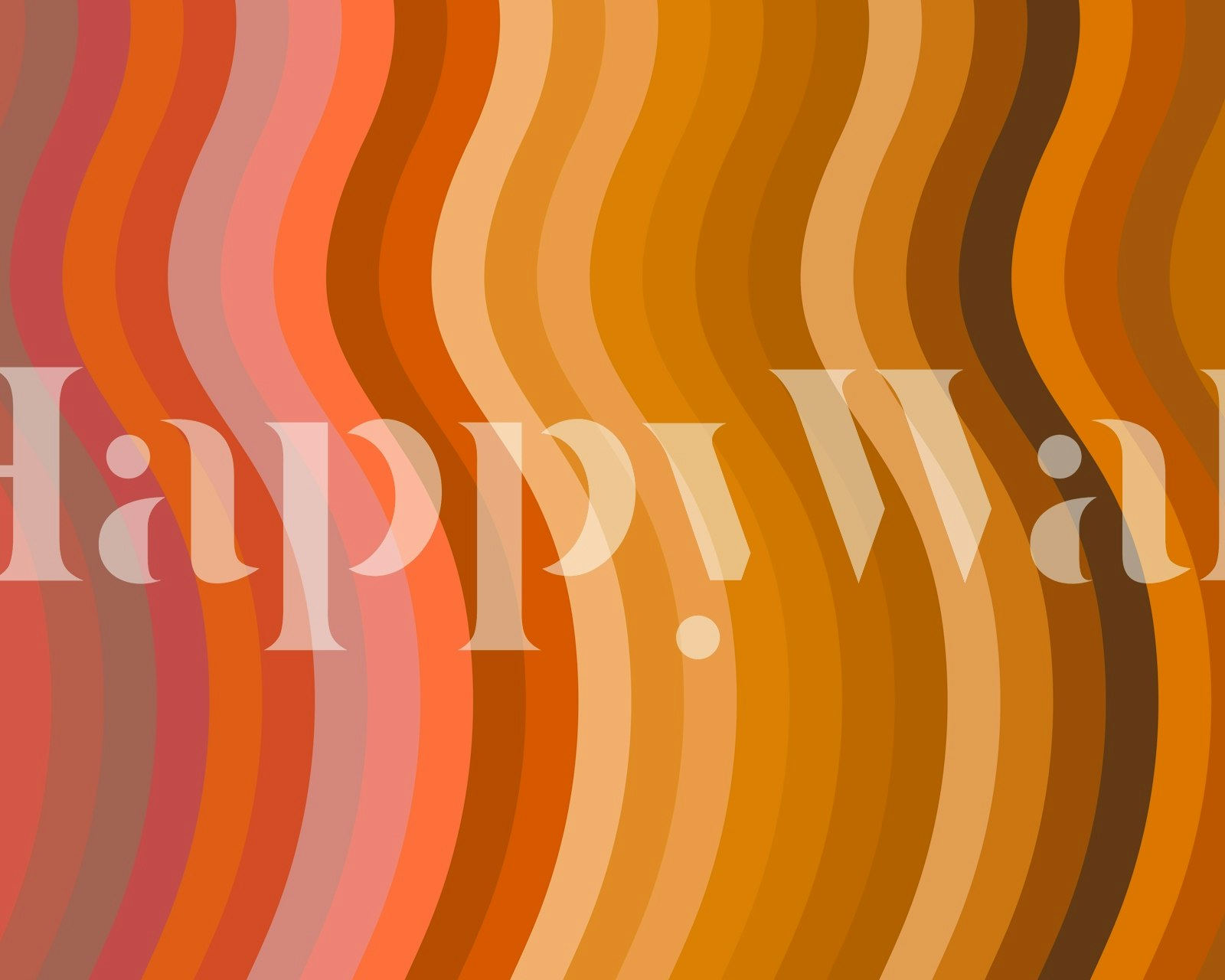 Mural de parede em estilo vintage com linhas onduladas em tons quentes de amarelo e ferrugem, evocando um toque retrô dos anos 1970