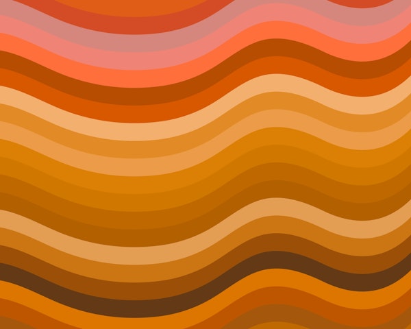 Groovy Retro Wavy Lines in Yellow and Rust