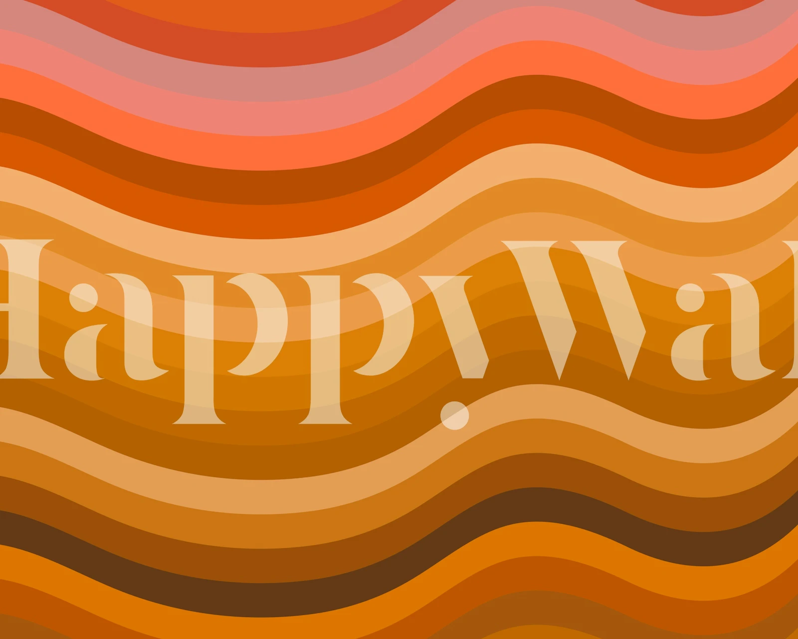 Retro wavy lines wall mural in yellow and rust colors