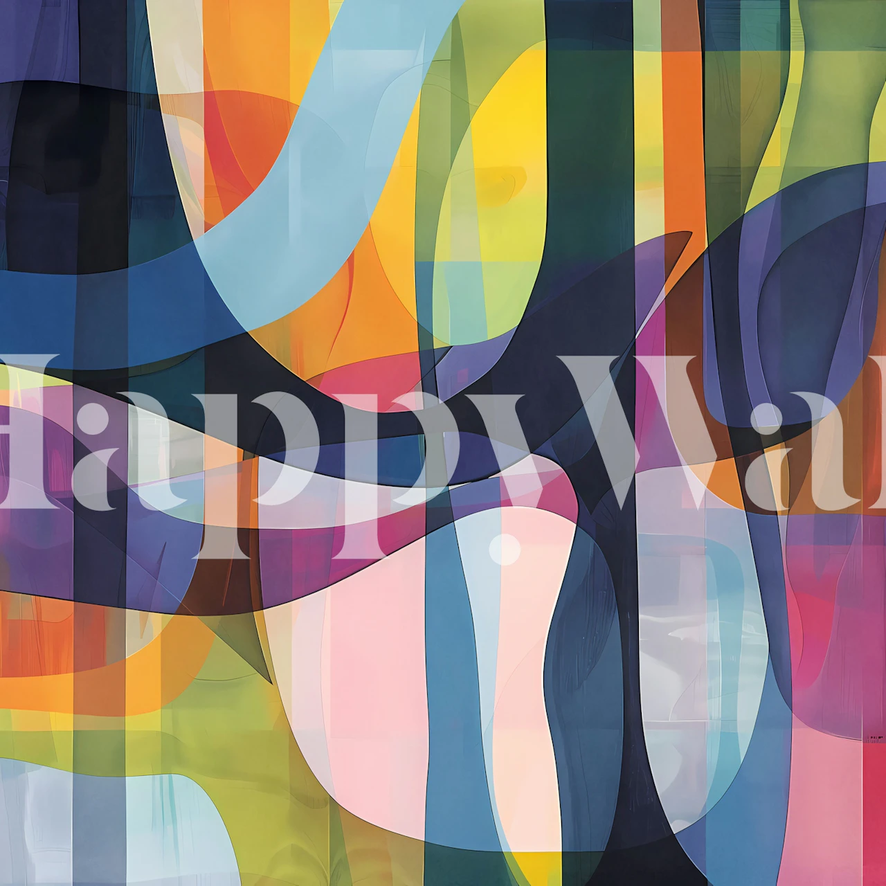 Barevná abstraktní fototapeta s překrývajícími se tvary v různých odstínech