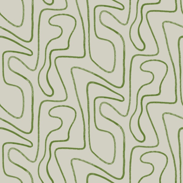 Abstract Lines in Green Hand Drawn Organic