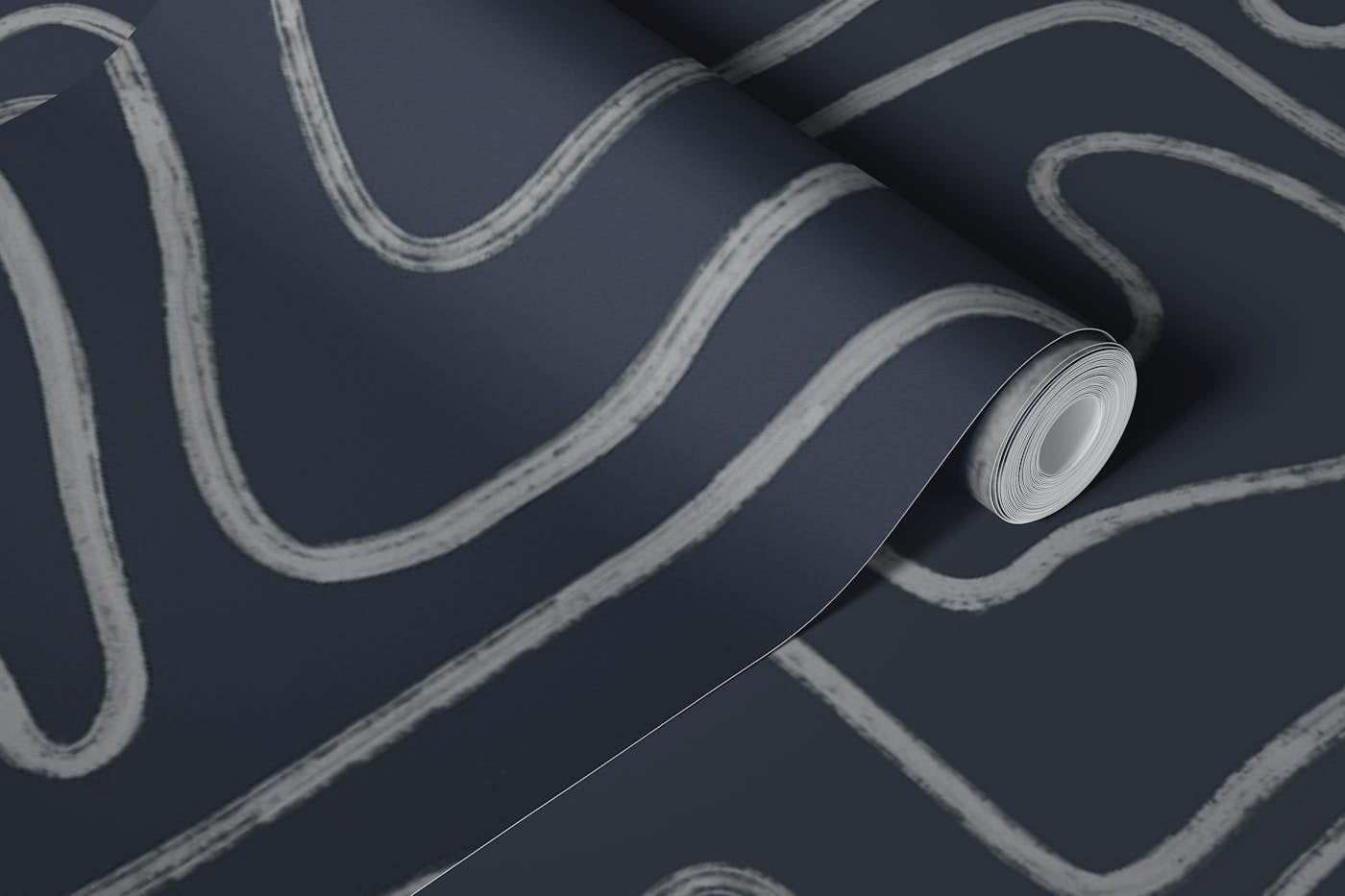 Abstract Lines in Dark Gray Tones Handmade wallpaper roll