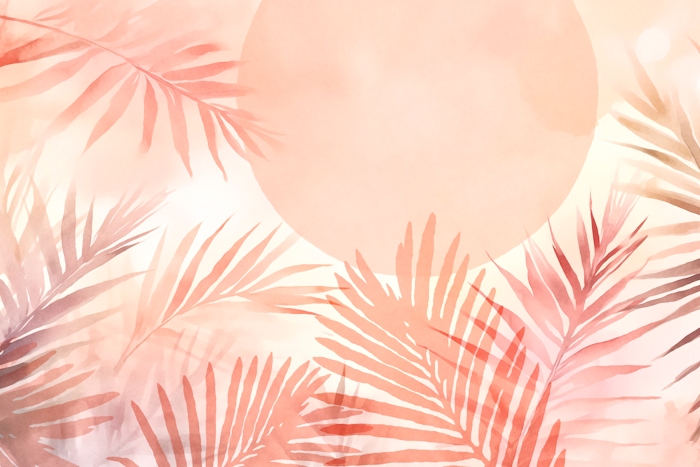 Calm Oasis Palm Leaves Sunrise | happywall.com