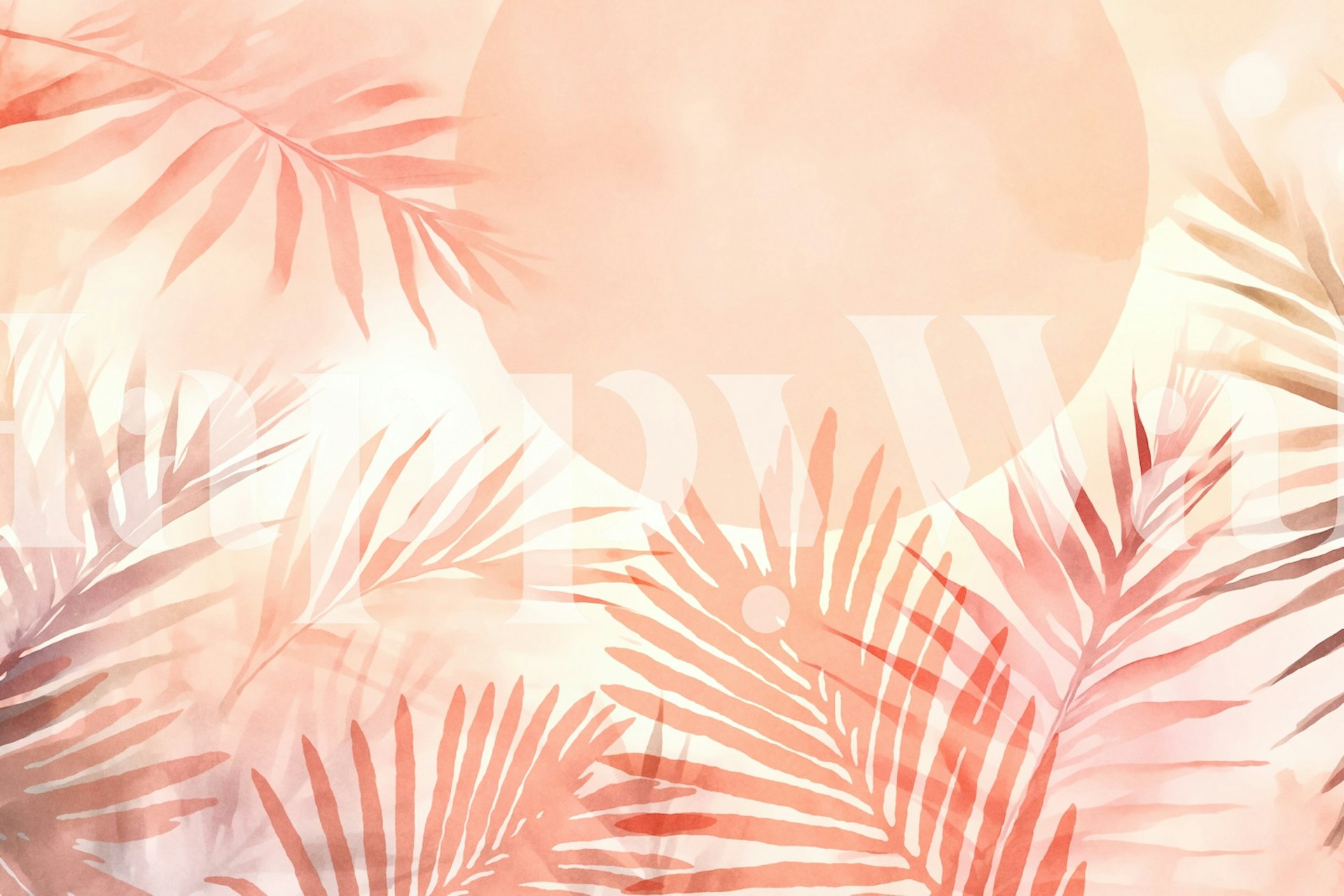 Calm Oasis Palm Leaves Sunrise wallpaper in a room