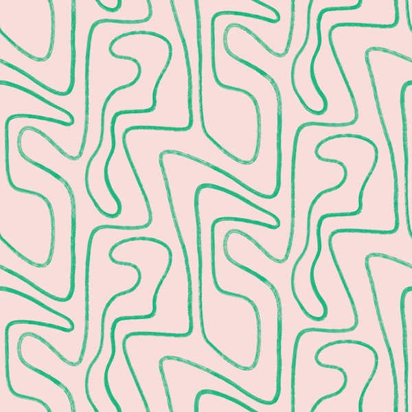 Abstract Modern Lines Pink and Green Drawn