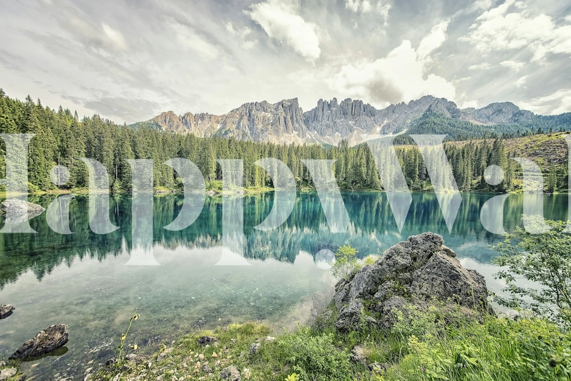 Serene turquoise water and nature scene wallpaper