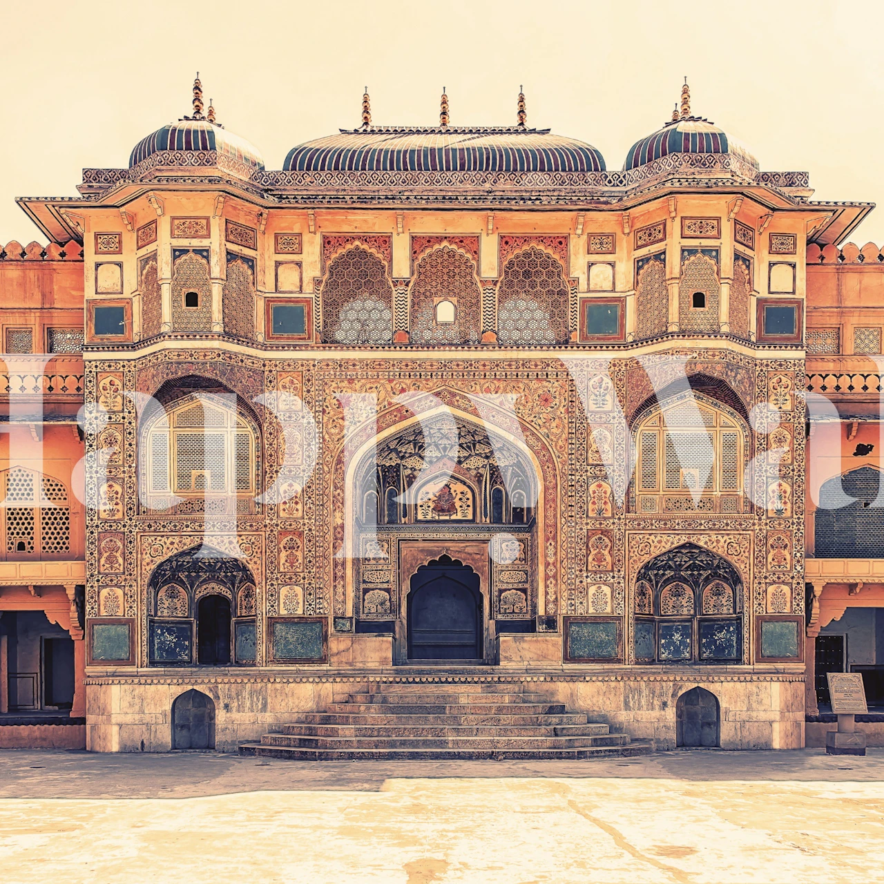 Amber Fort in Jaipur wallpaper in een kamersetting