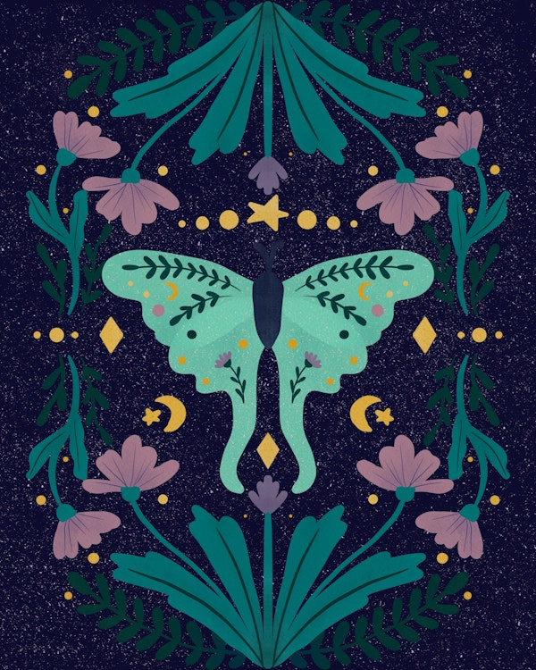 Mystic Luna Moth Floral