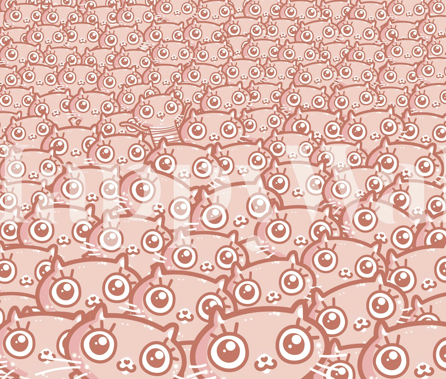 Cute pink cat pattern wallpaper featuring numerous cartoon-style cats.