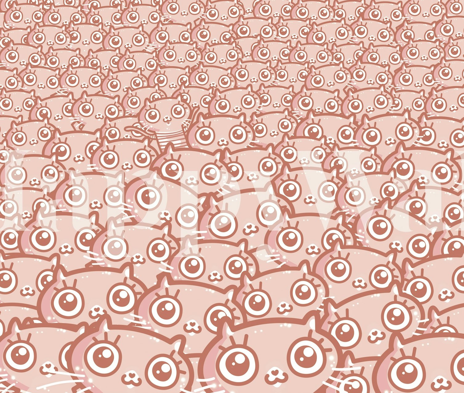 Cute pink cat pattern wallpaper featuring numerous cartoon-style cats.