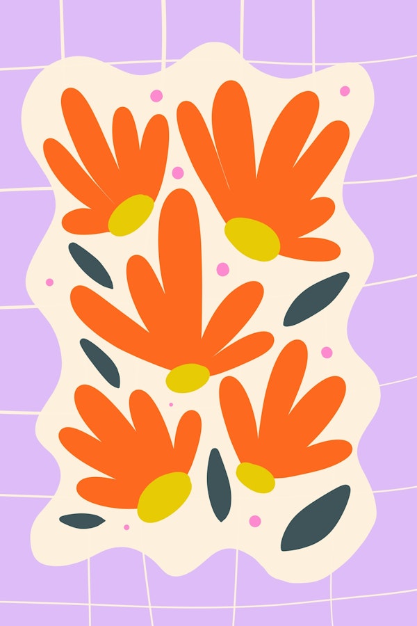 Modern grid flowers violet