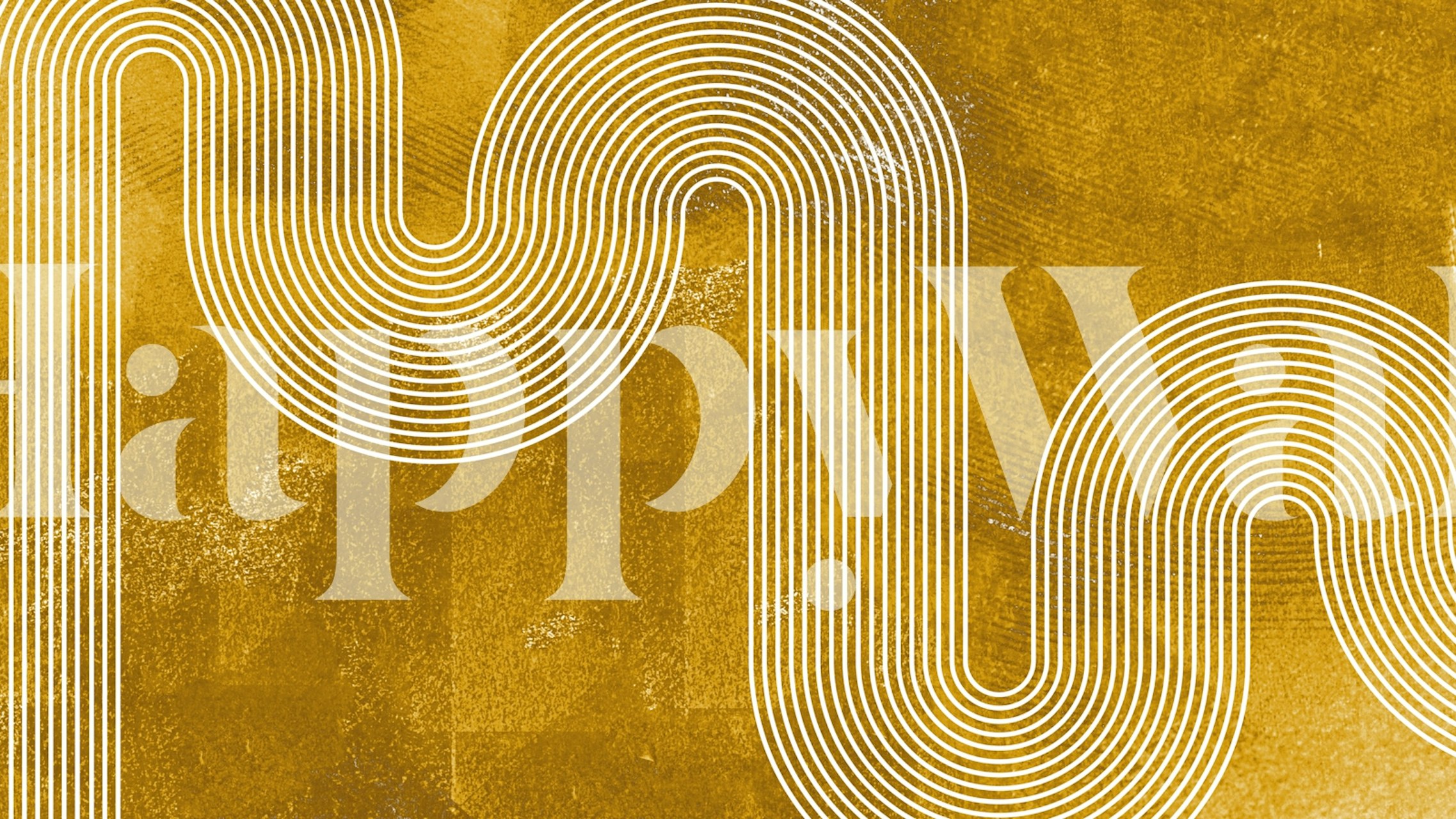 Zlatna zidna slika u japanskom stilu s uzorkom zakrivljenih linija