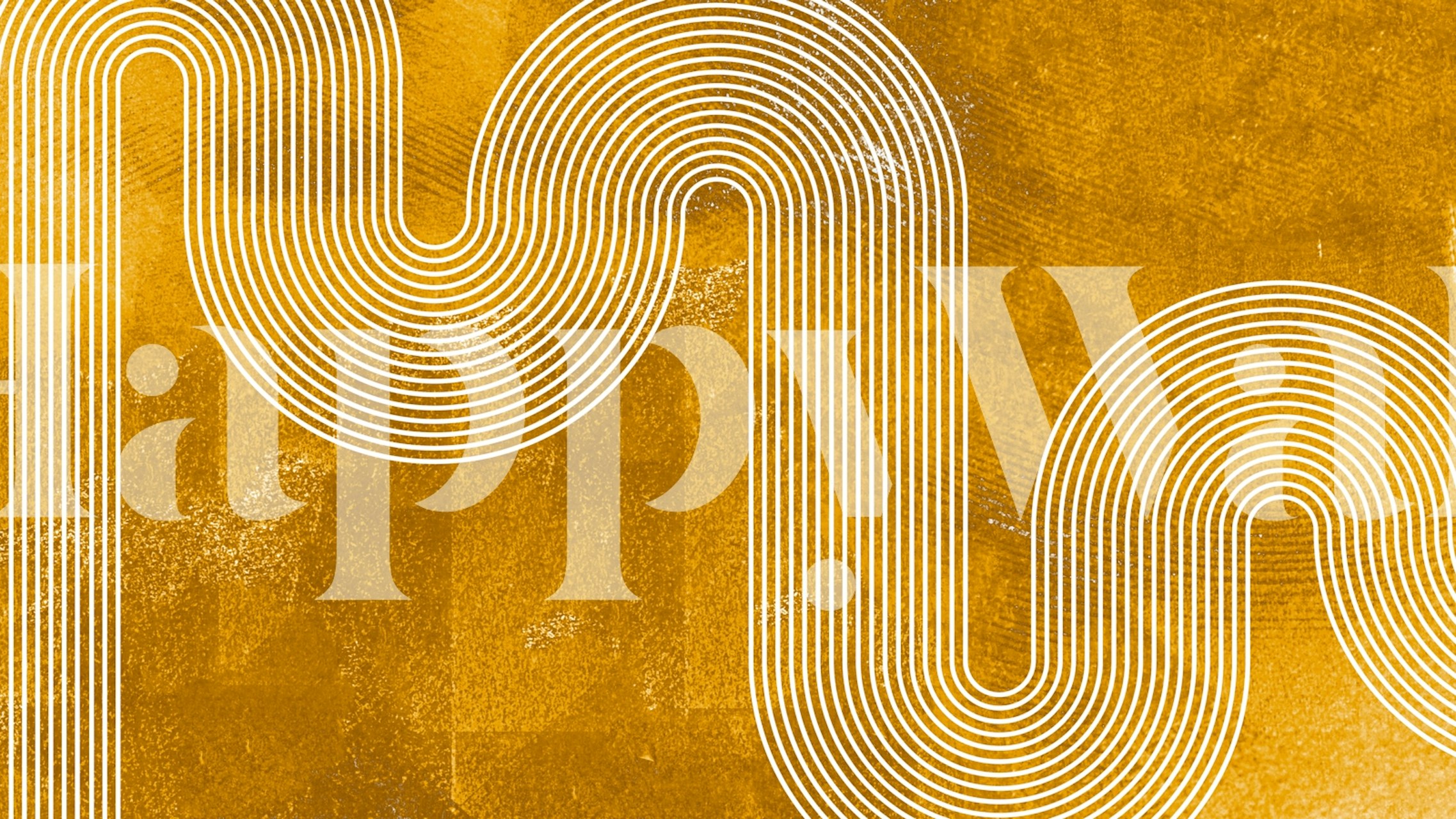 Zlatá fototapeta v japonském stylu se vzorem zakřivených čar