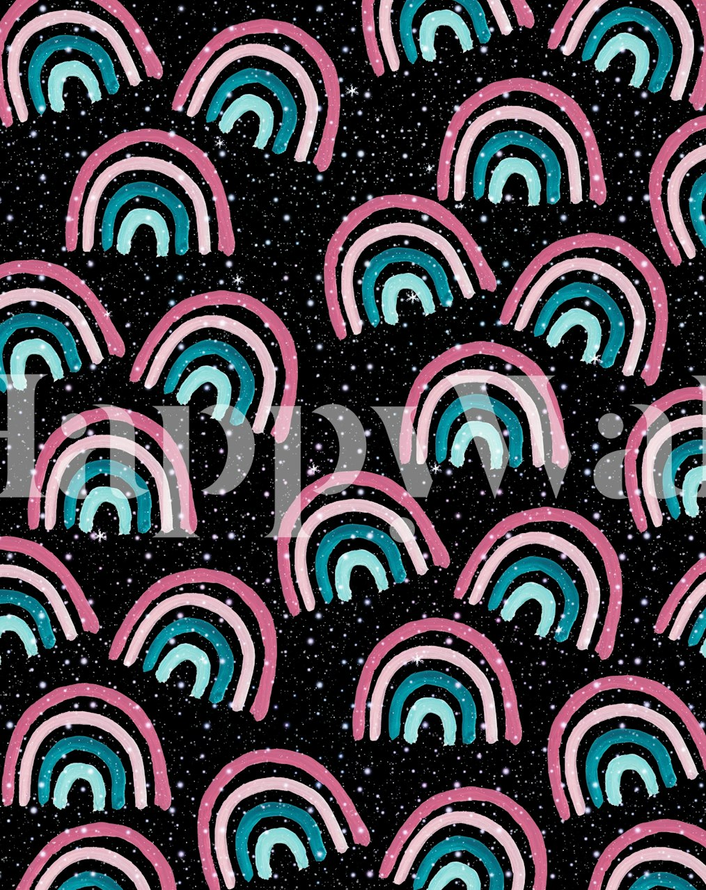 Colorful rainbows on black background wallpaper