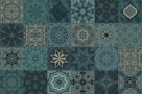 Oriental Mediterranean Tiles Turquoise Gold tapete