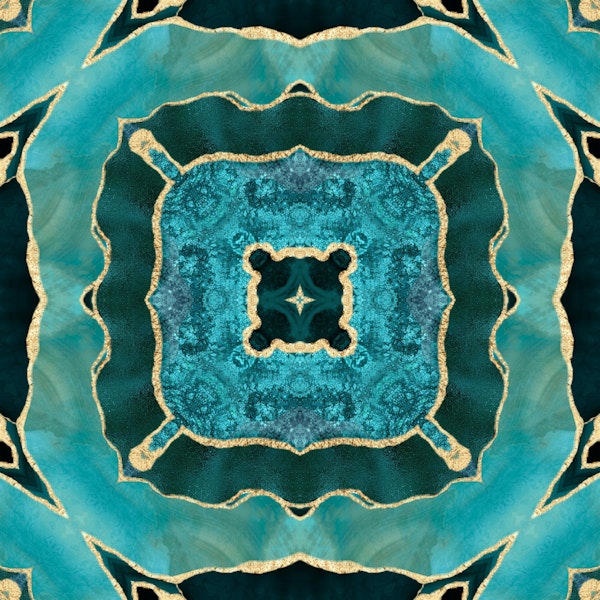 Artisanal Mediterranean Tile Teal Gold