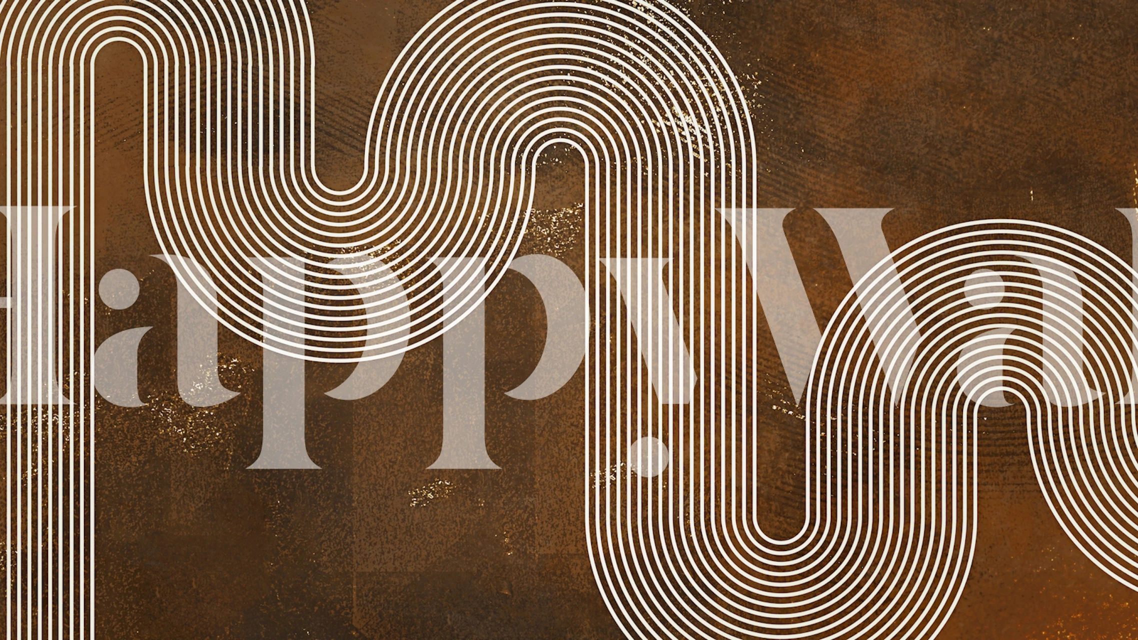 Murale minimaliste marron Japandi arc-en-ciel avec des lignes blanches élégantes