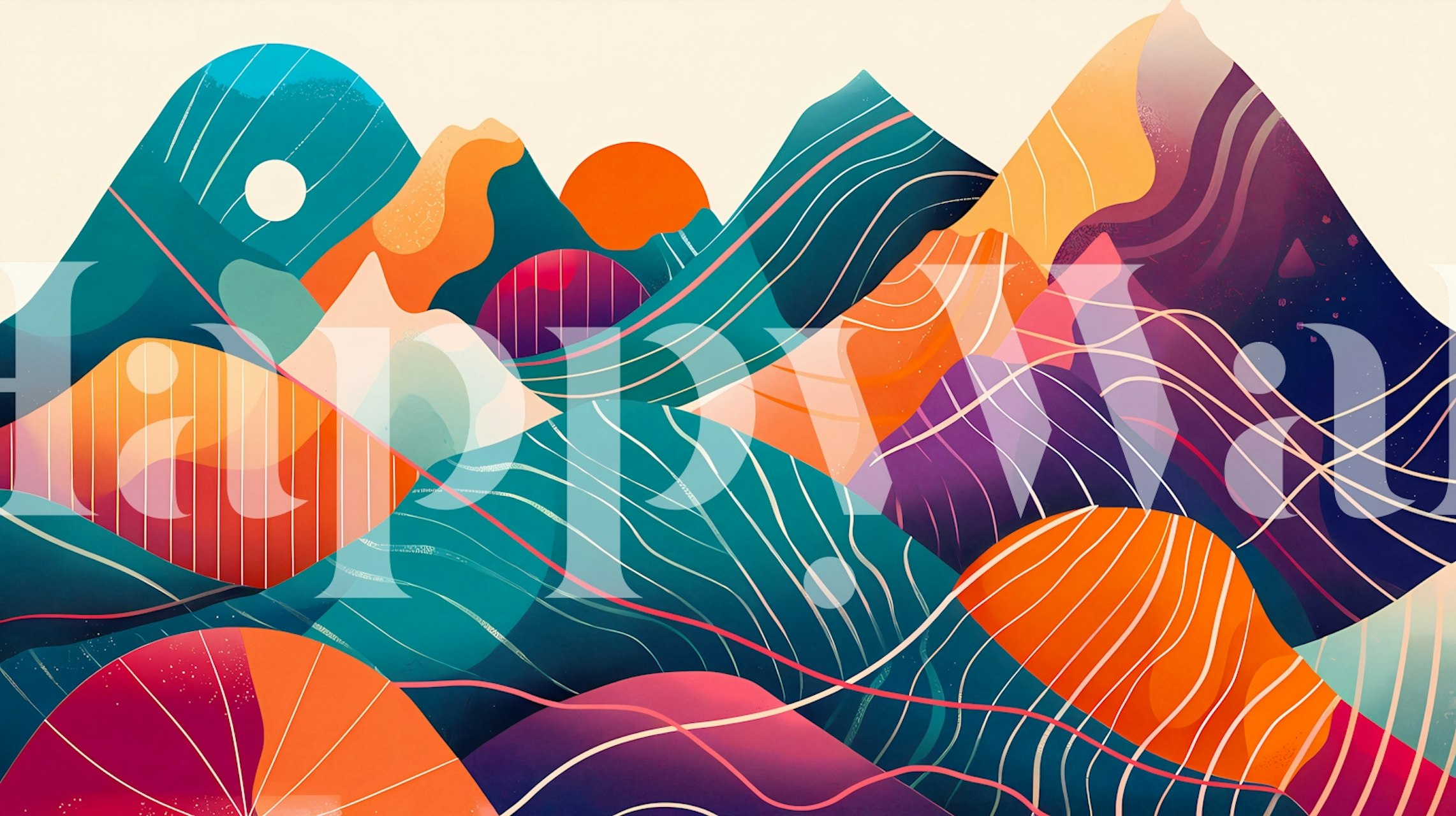 Färgglad bergtapetdesign