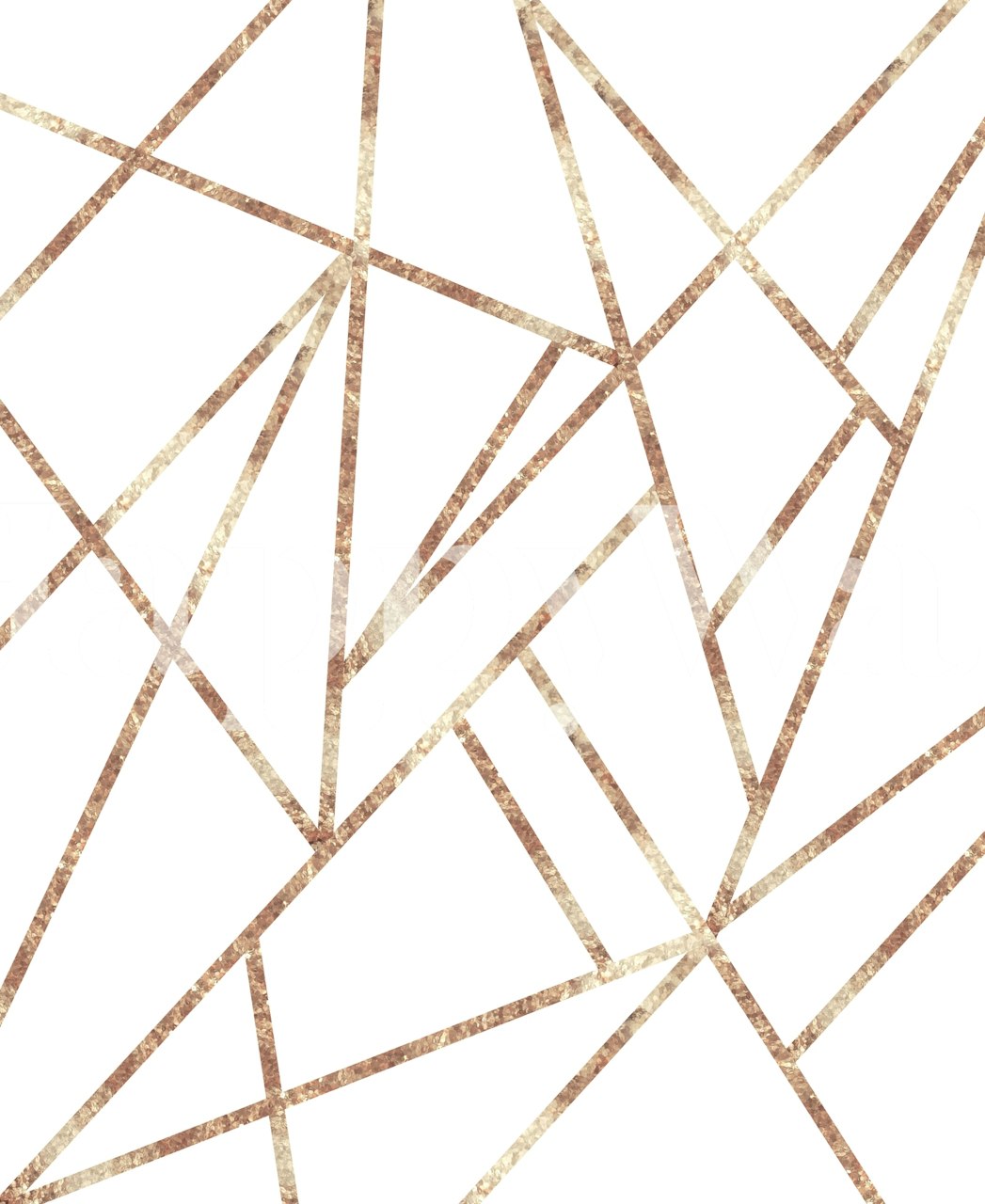Geometric rose gold pattern on a white background wall mural