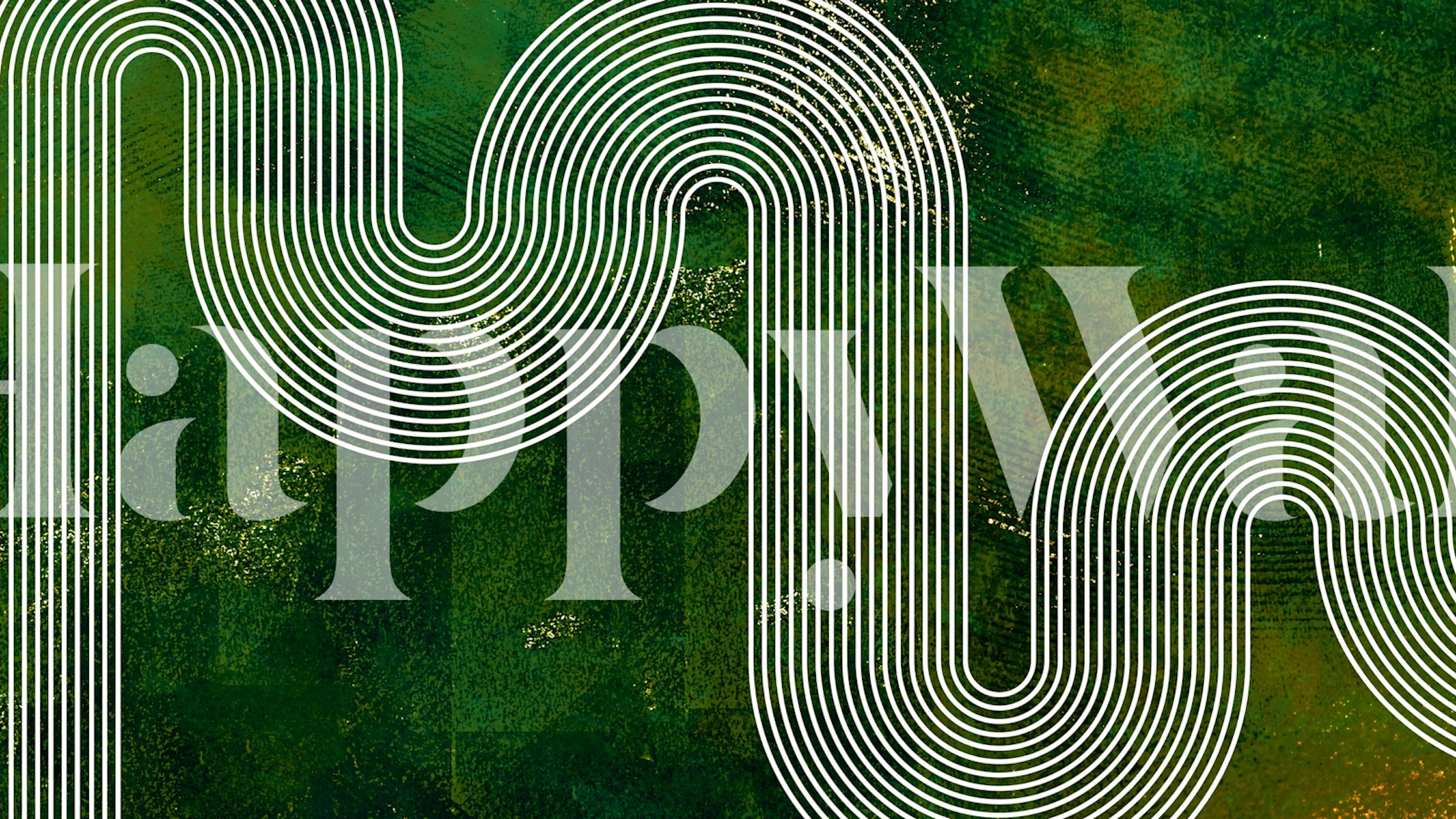 Emerald green Japandi rainbow wallpaper design