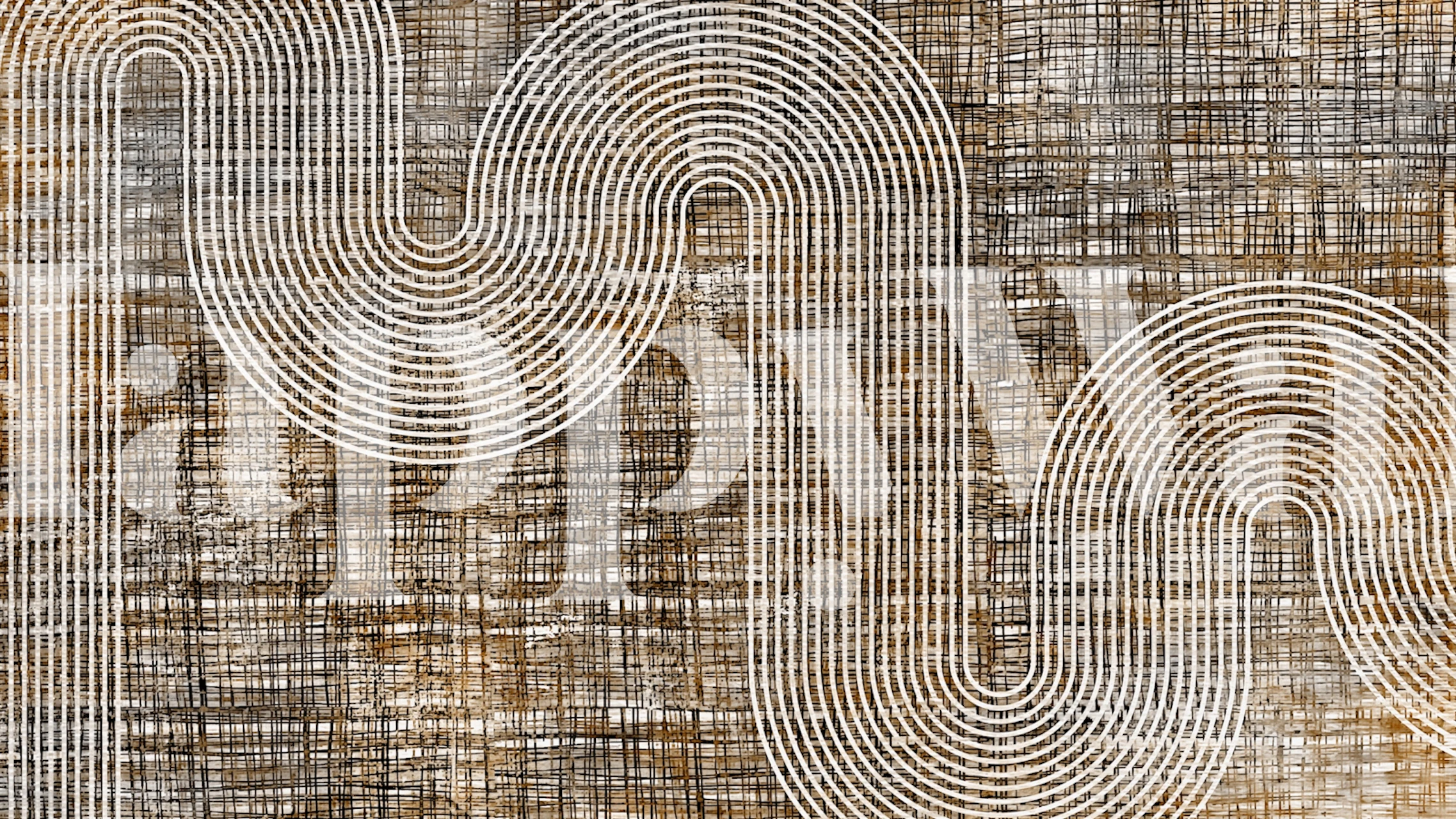 Konstnärlig rustik Japandi-stil väggmålning med minimalistiska kurvor på en texturerad bakgrund