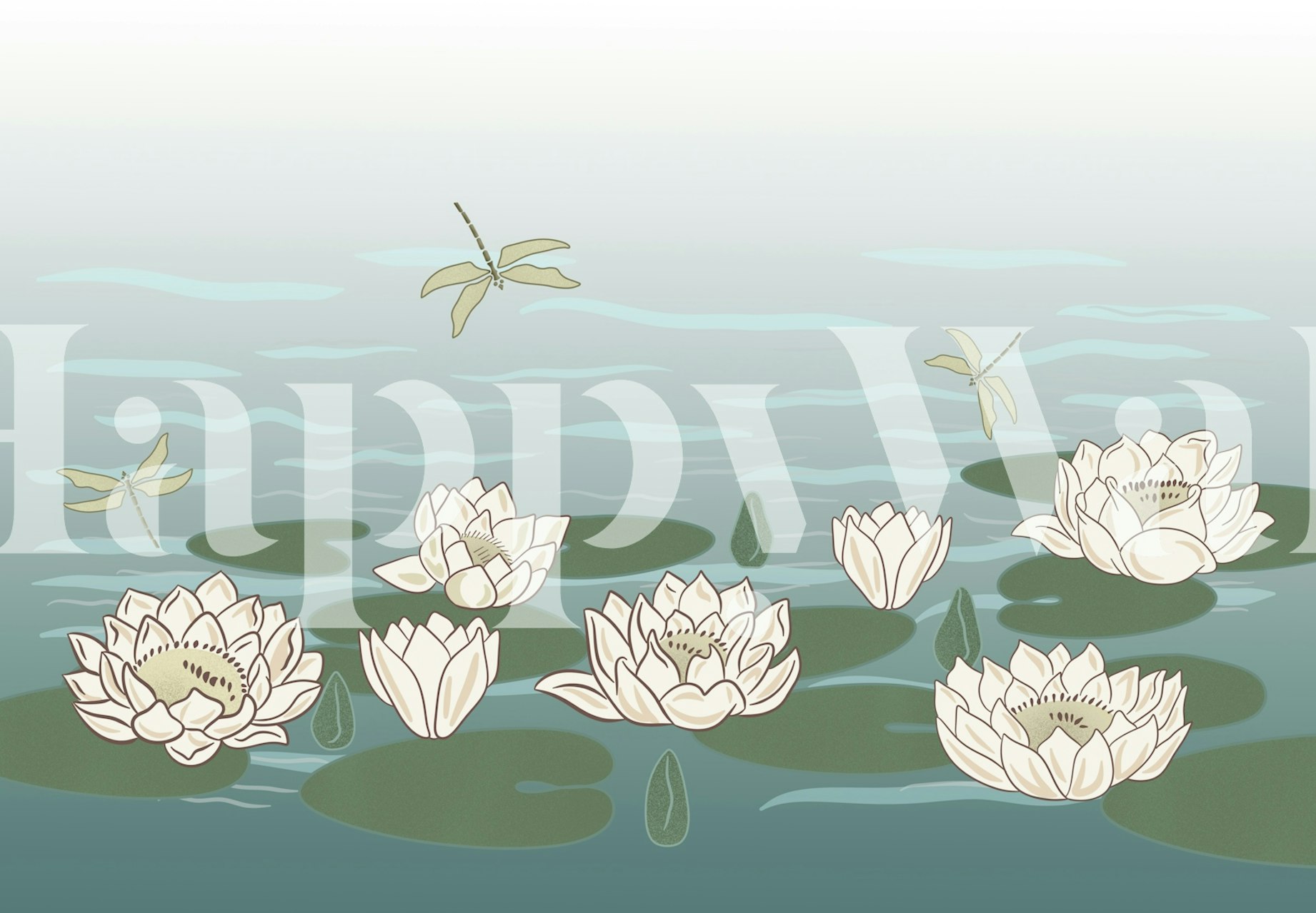 Waterlilies pond wallpaper in a room