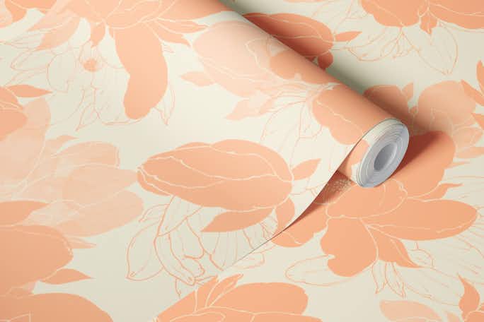Blooming Peach Fuzz Color Awallpaper roll