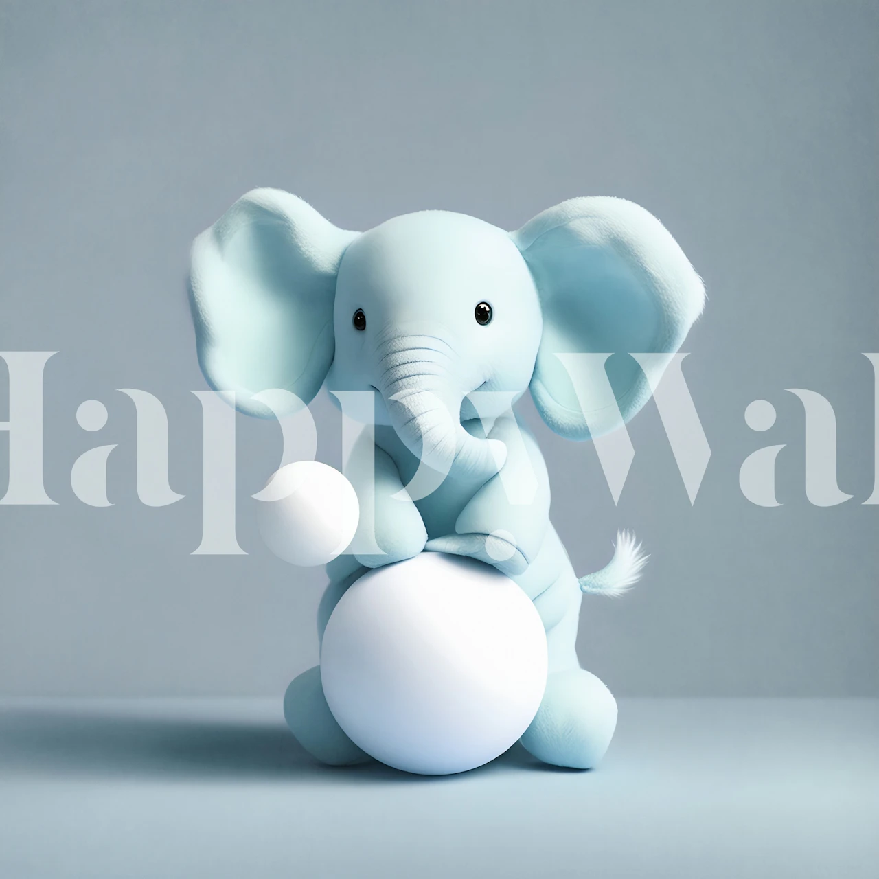 Light blue elephant wall mural for children's room