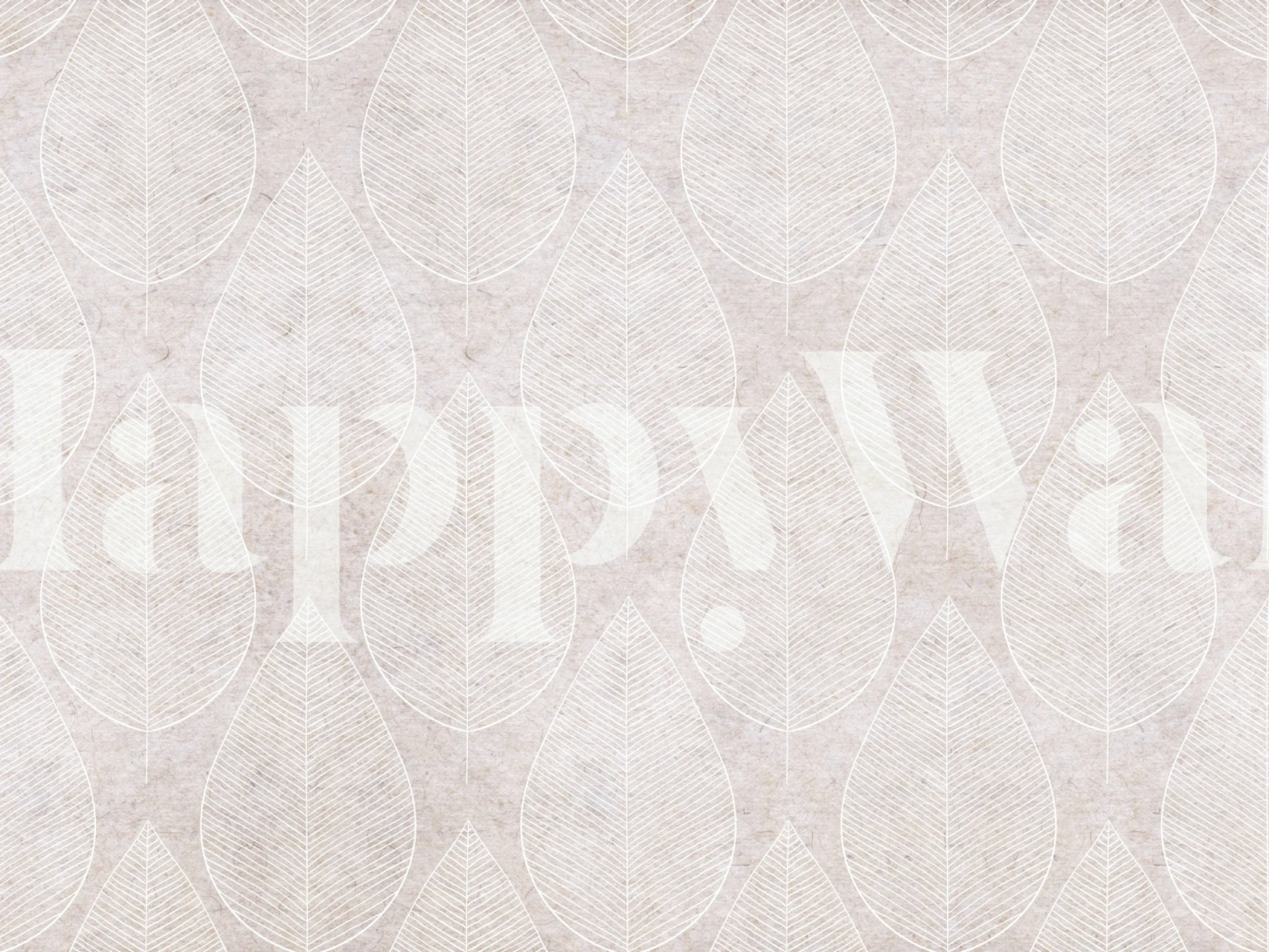 Elegant og subtilt veggmaleri med stiliserte bladmønstre i nøytrale toner