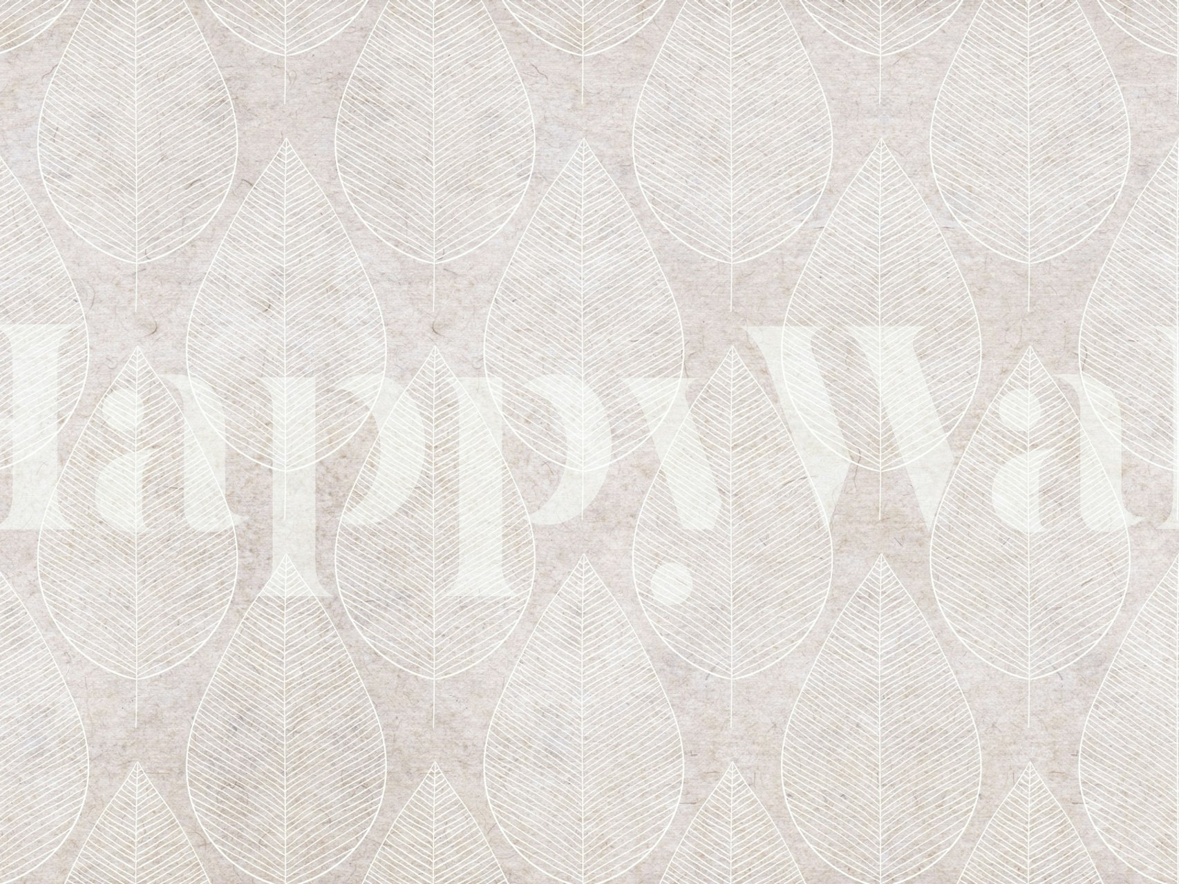 Minimalist leaf pattern in white and beige wallpaper