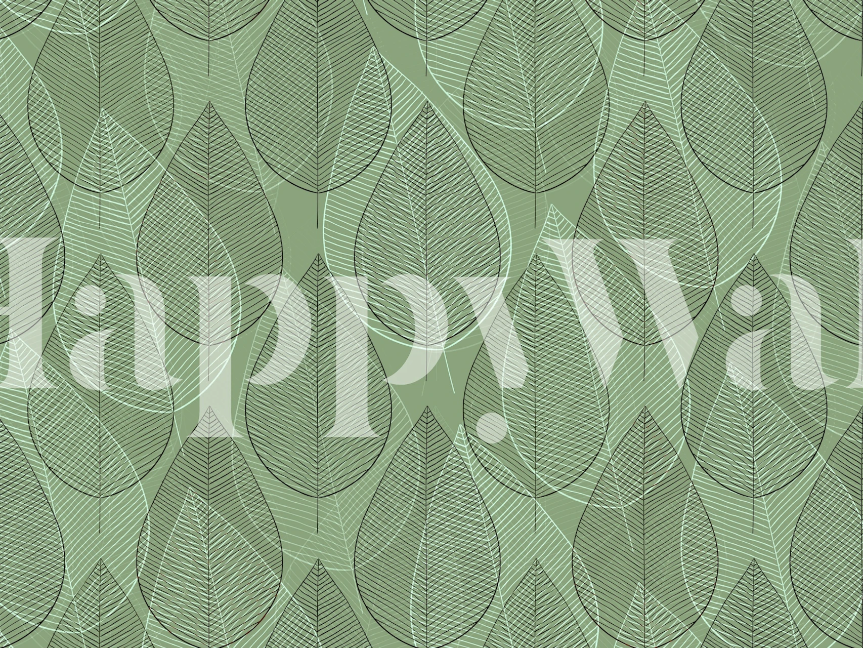 Fototapeta se zeleným vzorem překrývajících se listů pro domácí dekoraci