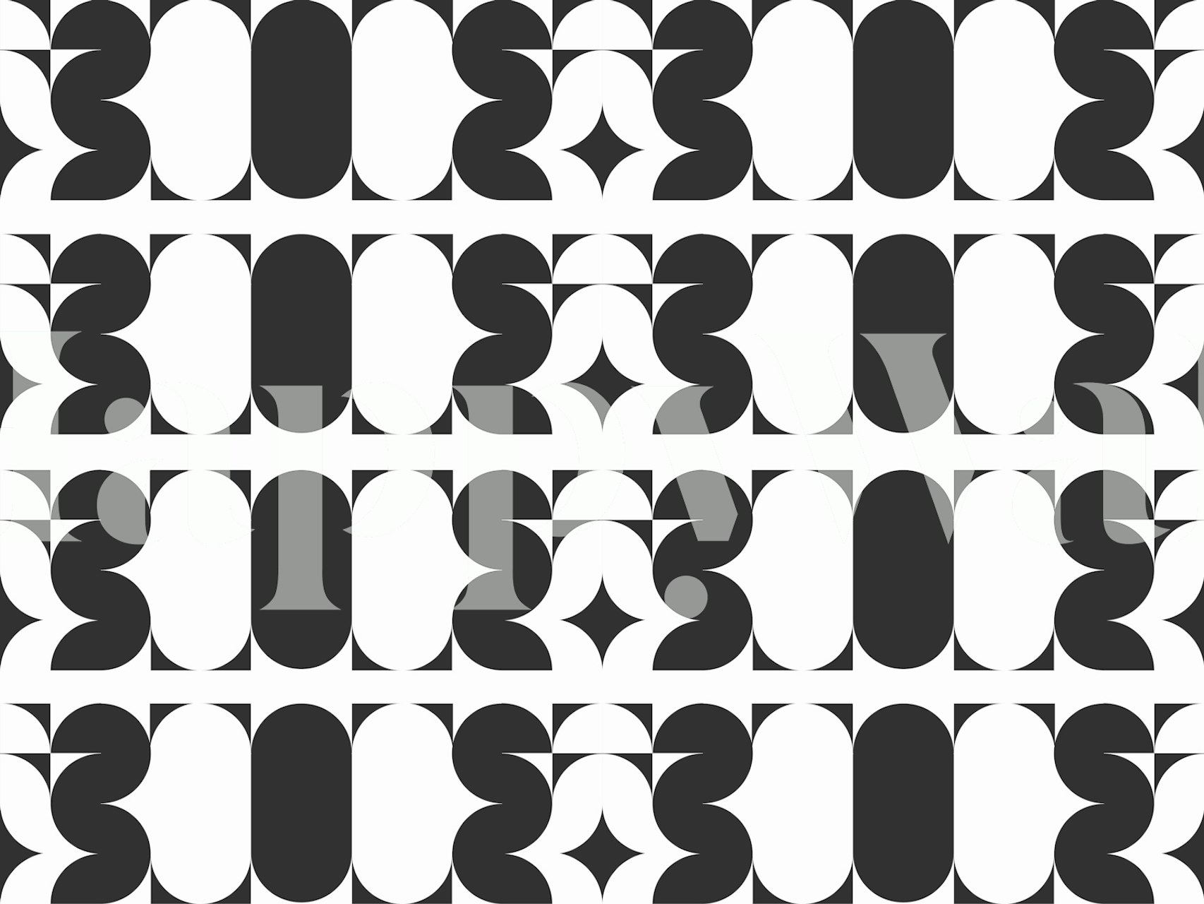 Mid Century Modern Contemporary Art τοιχογραφία με μαύρα και άσπρα γεωμετρικά σχήματα