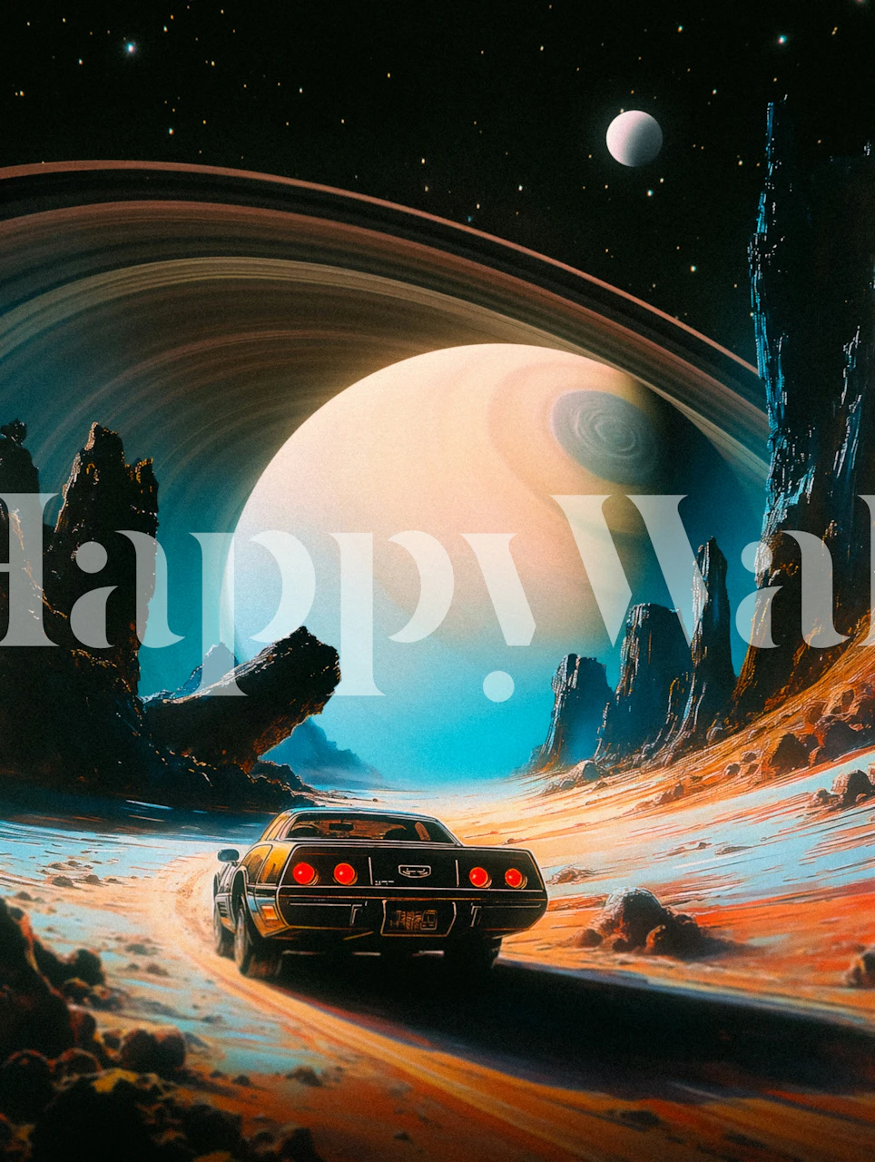 Cosmic adventure wallpaper in a modern room