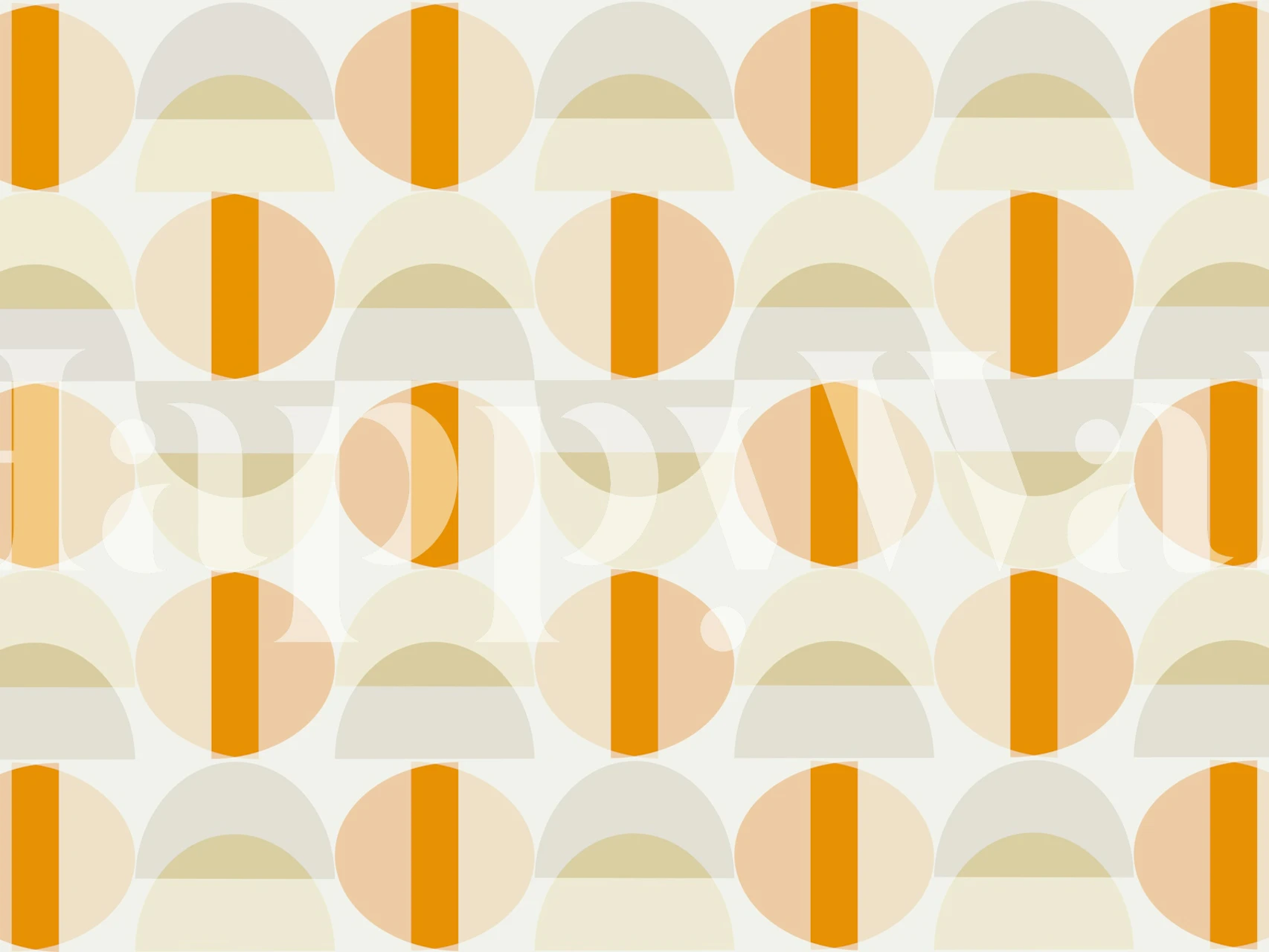 Geometric circles with orange and cream colors wallpaper